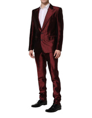 Dolce & Gabbana Bordeaux Silk 2 Piece Single Breasted Suit - IT50 | L - Suits