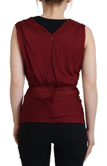 Dolce & Gabbana Bordeaux Silk Stretch Top Vest Blouse - Blouses