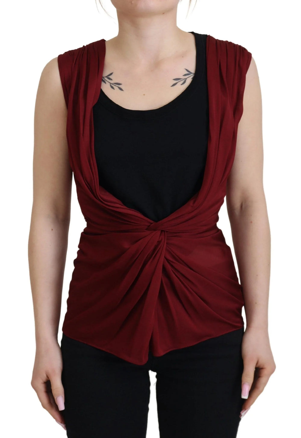 Dolce & Gabbana Bordeaux Silk Stretch Top Vest Blouse - Blouses