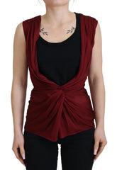 Dolce & Gabbana Bordeaux Silk Stretch Top Vest Blouse - Blouses