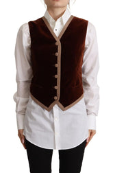 Dolce & Gabbana Bordeaux Velvet Cotton V-neck Sleeveless Vest Top - IT40|S - Vests