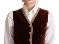 Dolce & Gabbana Bordeaux Velvet Cotton V-neck Sleeveless Vest Top - IT40|S - Vests