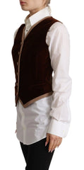 Dolce & Gabbana Bordeaux Velvet Cotton V-neck Sleeveless Vest Top - IT40|S - Vests