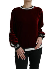 Dolce & Gabbana Bordeaux Velvet Round Neck Pullover Sweater - Sweaters