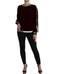 Dolce & Gabbana Bordeaux Velvet Round Neck Pullover Sweater - Sweaters