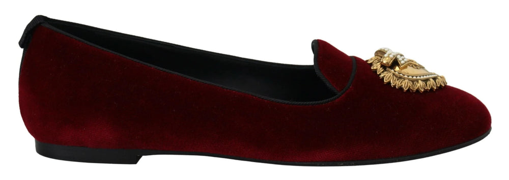 Dolce & Gabbana Bordeaux Velvet Slip-On Loafers Flats Shoes - EU35.5/US5 - Flats