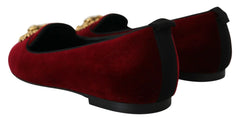 Dolce & Gabbana Bordeaux Velvet Slip-On Loafers Flats Shoes - EU35.5/US5 - Flats