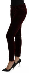 Dolce & Gabbana Bordeaux Velvet Stretch Slim Fit Pants - IT40|S