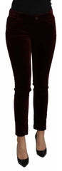 Dolce & Gabbana Bordeaux Velvet Stretch Slim Fit Pants - IT40|S