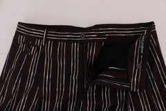 Dolce & Gabbana Bordeaux White Striped Hemp Casual Shorts - IT44 | XS - Short Trousers