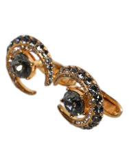 Dolce & Gabbana Brass Gold Black Crystal Luna Cufflink - Cufflinks