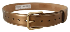 Dolce & Gabbana Bronze Calf Leather Gold Logo Waist Buckle Belt - 65 cm / 26 Inches - Belts