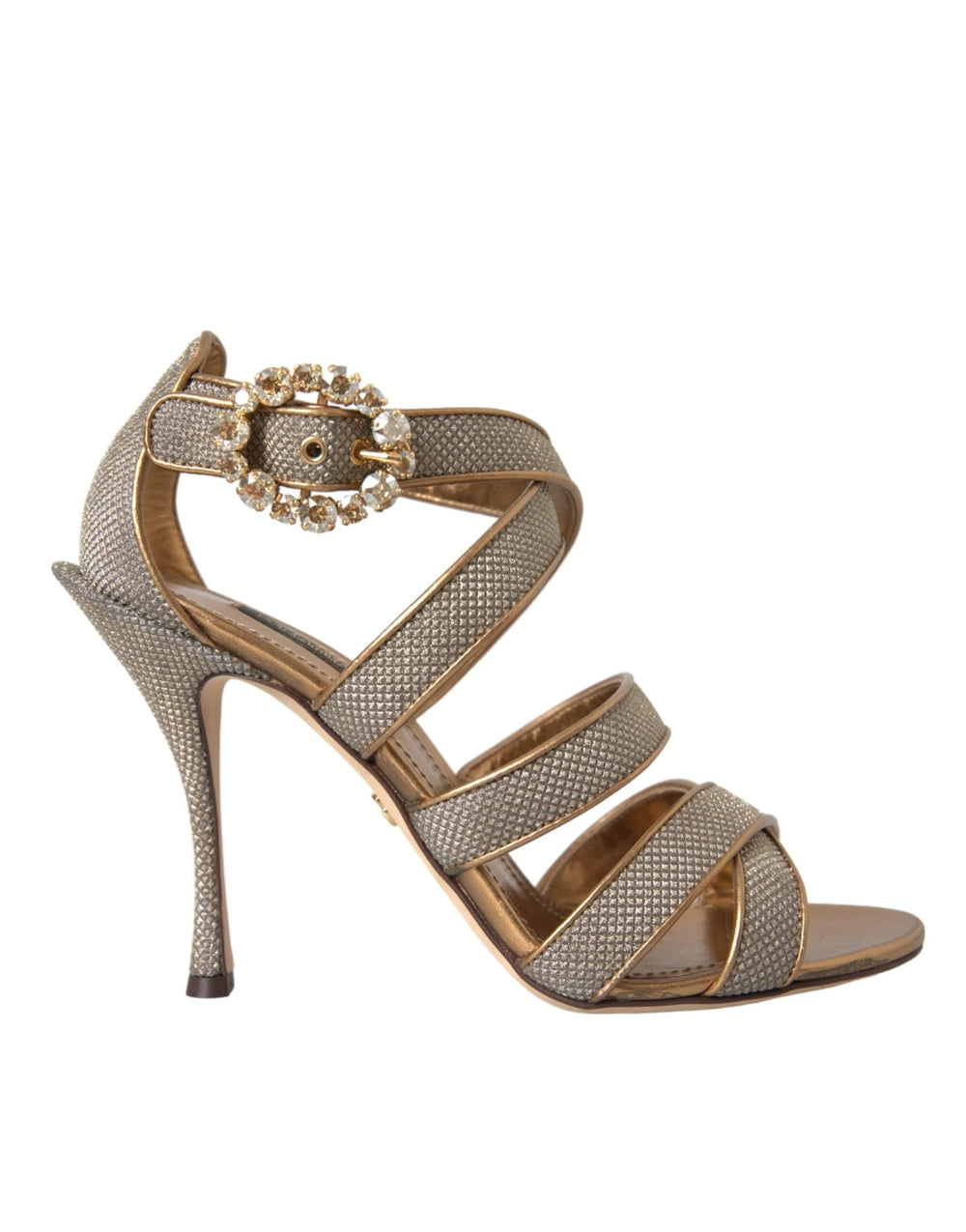 Dolce & Gabbana Bronze Crystal Strap Heels Sandals Shoes - EU37/US6.5 - Sandals