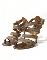 Dolce & Gabbana Bronze Crystal Strap Heels Sandals Shoes - EU40/US9.5 - Sandals