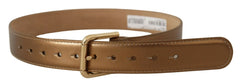 Dolce & Gabbana Bronze Leather Gold Logo Engraved Waist Buckle Belt - 65 cm / 26 Inches - Belts
