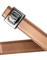 Dolce & Gabbana Bronze Leather Square Metal Buckle Belt - 85 cm / 34 Inches - Belts