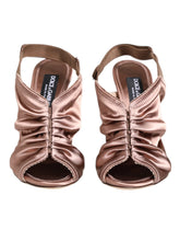 Dolce & Gabbana Bronz satin sandaler med slingback och rem