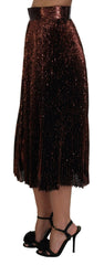 Dolce & Gabbana Bronze Sequined High Waist A-line Maxi Skirt - Skirts