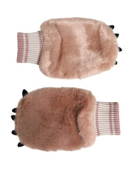 Dolce & Gabbana Brown Acrylic Knitted Fur Wrist Mitten Gloves - One Size