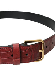 Dolce & Gabbana Brown Alligator Leather Studded Metal Buckle Belt - 85 cm / 34 Inches - Belts