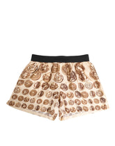 Dolce & Gabbana Brown Ancient Coin Print Silk Shorts Swimwear - IT5 | M - Swim Boxers