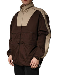 Dolce & Gabbana Brown Beige Cotton Zip Windbreaker Jacket - IT50 | L - Windbreakers