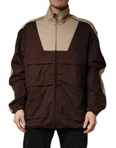 Dolce & Gabbana Brown Beige Cotton Zip Windbreaker Jacket - IT50 | L - Windbreakers