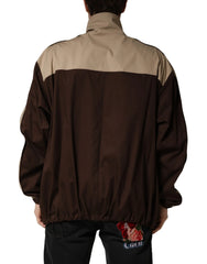 Dolce & Gabbana Brown Beige Cotton Zip Windbreaker Jacket - IT50 | L - Windbreakers