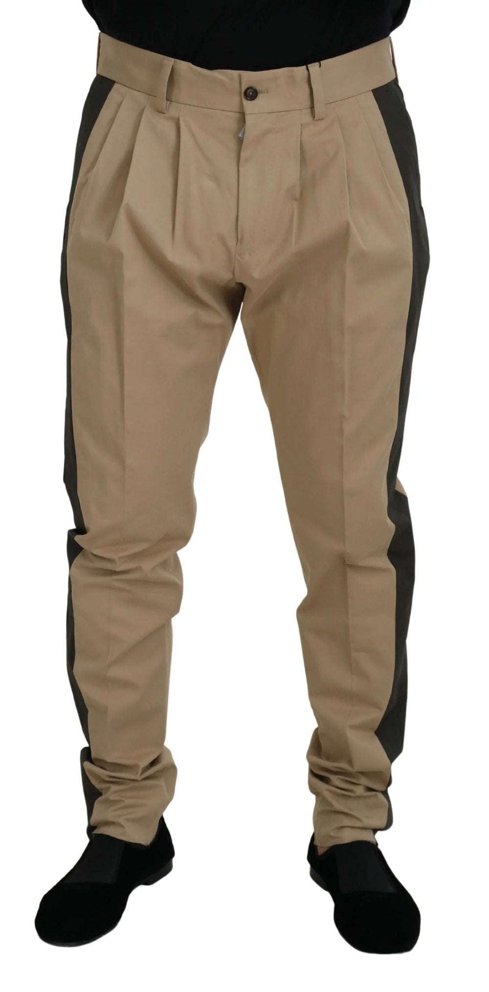 Dolce & Gabbana Brown Black Cotton Chino Men Pants - IT50 | L - Chinos
