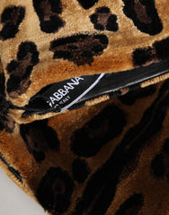 Dolce & Gabbana Brown Black Leopard Leather Elbow Length Mitten Gloves - 6.5|XS - Gloves & Mittens
