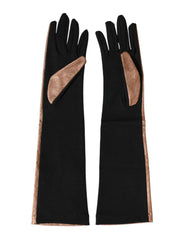 Dolce & Gabbana Brown Black Wool Elbow Length Mitten Men Gloves - 9|M