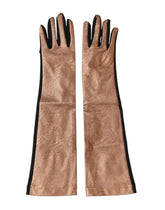 Dolce & Gabbana Brown Black Wool Elbow Length Mitten Men Gloves - 9|M