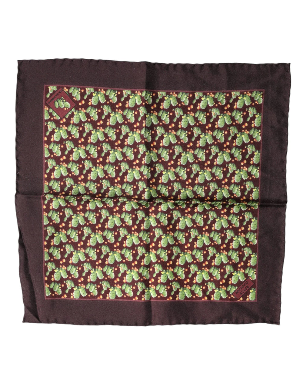 Dolce & Gabbana Brown Cactus Print Square Handkerchief Scarf - Scarves & Shawls