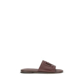 Dolce & Gabbana men's flat sandals in rich brown Bos Taurus calf leather with a refined minimalist strap design.
