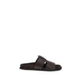Dolce & Gabbana Brown Calf Leather Bos Taurus Flat Sandals - EU40/US7