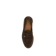 Dolce & Gabbana נעלי בית מרובעות מרופדות עור פרה חום - נעליים שטוחות