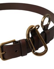 Dolce & Gabbana Brown Calf Leather Gold Metal Buckle Belt - 100 cm / 40 Inches - Belts