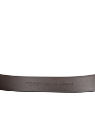 Dolce & Gabbana Brown Calf Leather Gold Metal Buckle Belt - Belts