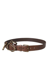 Dolce & Gabbana Brown Calf Leather Gold Metal Buckle Belt Men - 90 cm / 36 Inches - Belts