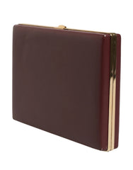 Dolce & Gabbana Brown Calfskin Leather Clutch Evening Women Purse Bag