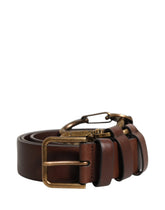 Dolce & Gabbana Brown Calfskin Leather Gold Metal Buckle Belt - 100 cm / 40 Inches
