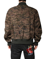 Dolce & Gabbana Brown Camouflage Bomber Full Zip Jacket - IT56 | XXL - Bomber Jackets