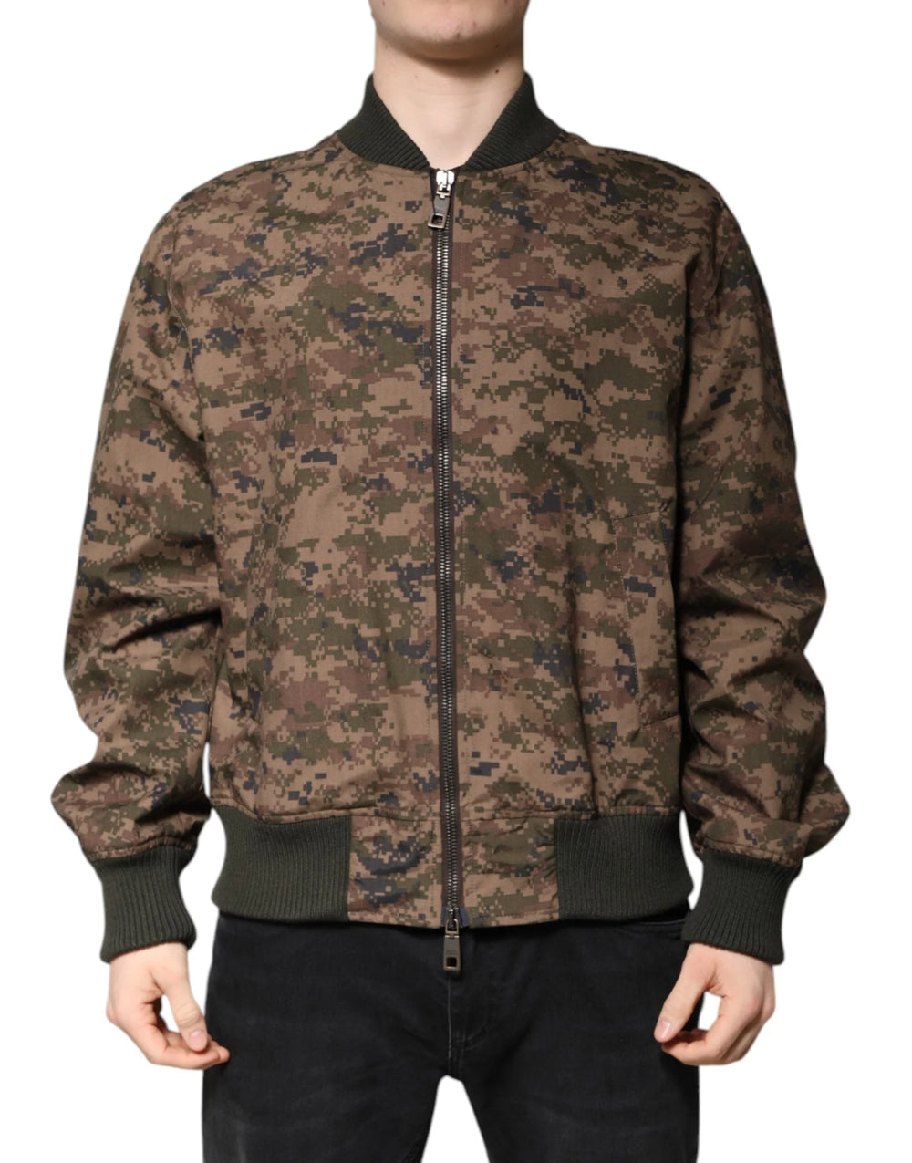 Dolce & Gabbana Brown Camouflage Bomber Full Zip Jacket - IT56 | XXL - Bomber Jackets