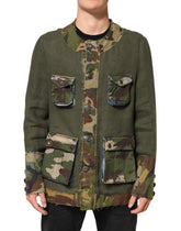 Dolce & Gabbana Brown Camouflage Linen Button Down Jacket - IT46 | S - Sport Jackets
