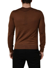 Dolce & Gabbana Brown Cashmere Men Crew Neck Pullover Sweater - IT46 | S
