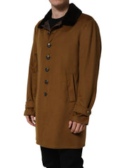 Dolce & Gabbana Brown Cashmere Mink Fur Men Overcoat Jacket - IT48 | M
