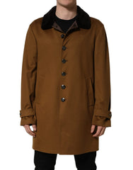 Dolce & Gabbana Brown Cashmere Mink Fur Men Overcoat Jacket - IT48 | M
