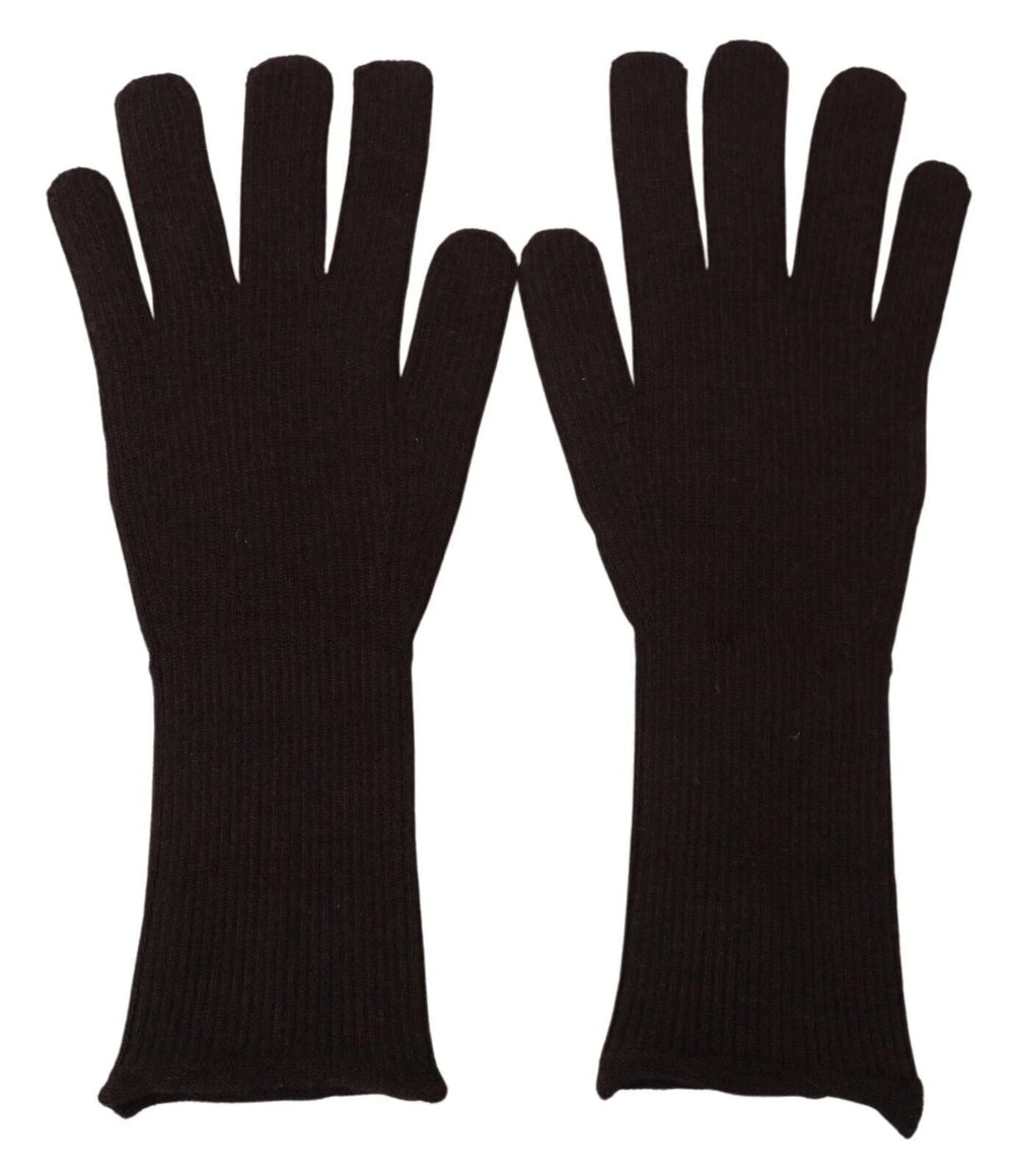 Dolce & Gabbana Brown Cashmere Silk Hands Mitten Mens Gloves - 9|M - Gloves & Mittens
