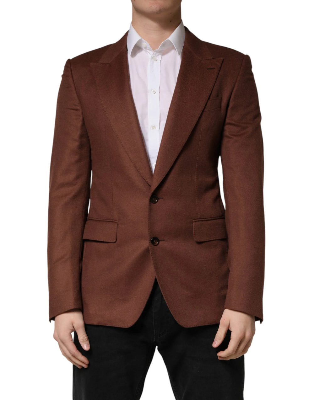 Dolce & Gabbana Brown Cashmere Single Breasted Jacket Blazer - IT48 | M