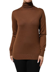Dolce & Gabbana Brown Cashmere Turtle Neck Pullover Sweater - IT36|XXS - Sweaters